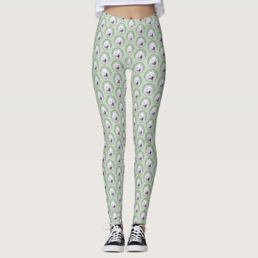 Samoyed Painting - Cute Original Dog Art Leggings (Voorkant)