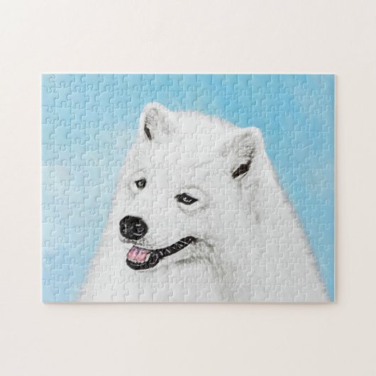Samoyed Painting - Cute Original Dog Art Legpuzzel (Horizontaal)