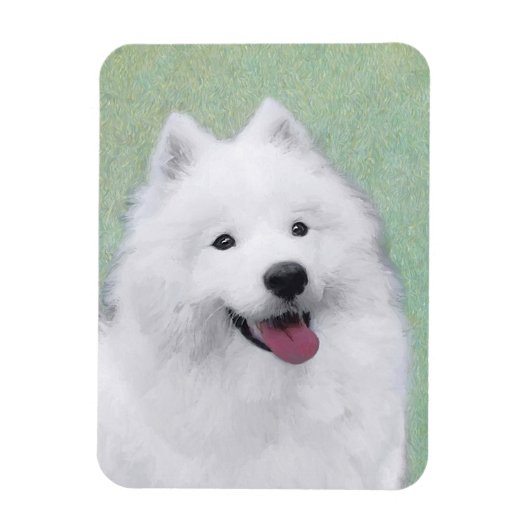 Samoyed Painting - Cute Original Dog Art Magneet (Verticaal)