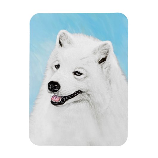 Samoyed Painting - Cute Original Dog Art Magneet (Verticaal)