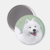 Samoyed Painting - Cute Original Dog Art Magneet (Voorkant / Achterkant)