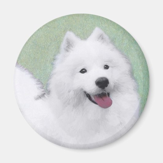 Samoyed Painting - Cute Original Dog Art Magneet (Voorkant)
