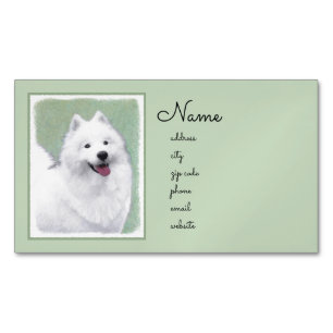 Samoyed Painting - Cute Original Dog Art Magnetisch Visitekaartje