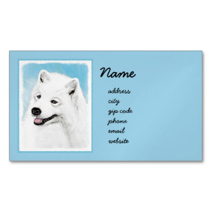 Samoyed Painting - Cute Original Dog Art Magnetisch Visitekaartje
