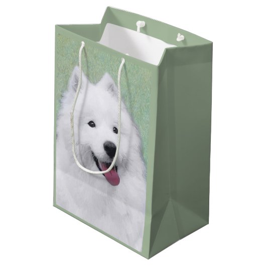 Samoyed Painting - Cute Original Dog Art Medium Cadeauzakje (Achterkant Gekanteld)