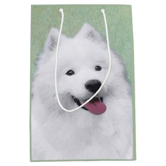 Samoyed Painting - Cute Original Dog Art Medium Cadeauzakje (Voorkant)