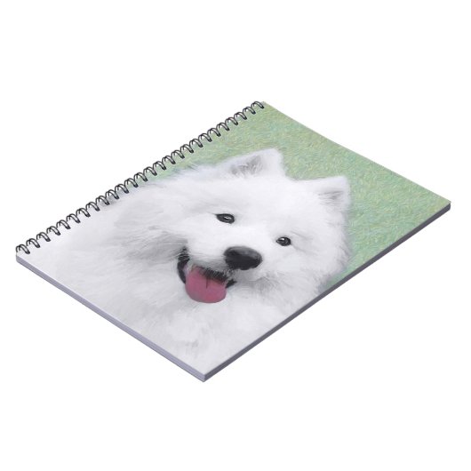 Samoyed Painting - Cute Original Dog Art Notitieboek (Linkerzijde)