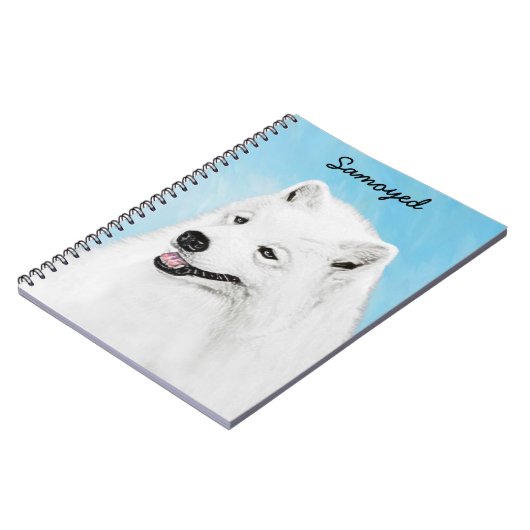 Samoyed Painting - Cute Original Dog Art Notitieboek (Linkerzijde)