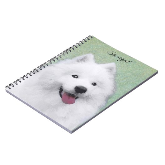 Samoyed Painting - Cute Original Dog Art Notitieboek (Linkerzijde)