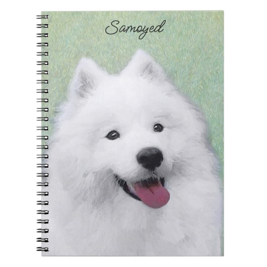 Samoyed Painting - Cute Original Dog Art Notitieboek (Voorkant)