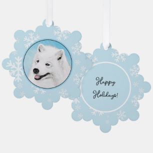 Samoyed Painting - Cute Original Dog Art Ornament Kaart