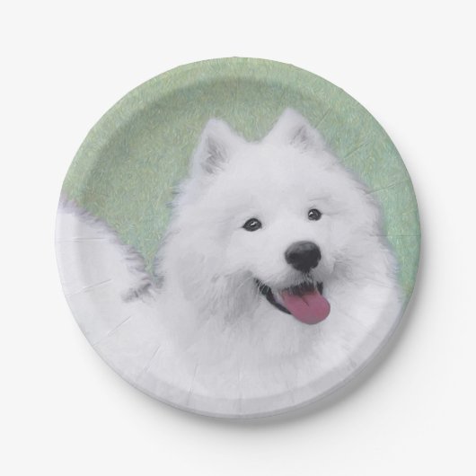 Samoyed Painting - Cute Original Dog Art Papieren Bordje (Voorkant)