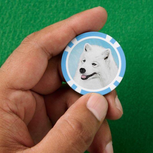Samoyed Painting - Cute Original Dog Art Poker Chips (Hand)