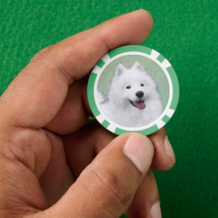Samoyed Painting - Cute Original Dog Art Poker Chips