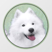 Samoyed Painting - Cute Original Dog Art Raamsticker (Vel)