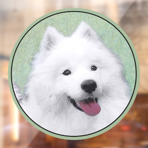 Samoyed Painting - Cute Original Dog Art Raamsticker