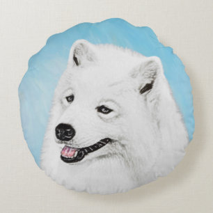 Samoyed Painting - Cute Original Dog Art Rond Kussen