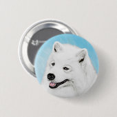 Samoyed Painting - Cute Original Dog Art Ronde Button 5,7 Cm (Voorkant /achterkant)