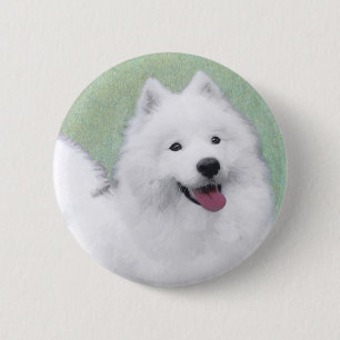 Samoyed Painting - Cute Original Dog Art Ronde Button 5,7 Cm