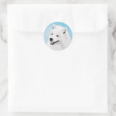 Samoyed Painting - Cute Original Dog Art Ronde Sticker (Tas)