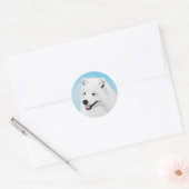 Samoyed Painting - Cute Original Dog Art Ronde Sticker (Envelop)