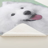 Samoyed Painting - Cute Original Dog Art Sherpa Deken (3/4)