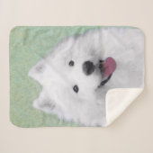 Samoyed Painting - Cute Original Dog Art Sherpa Deken (Voorkant (horizontaal))