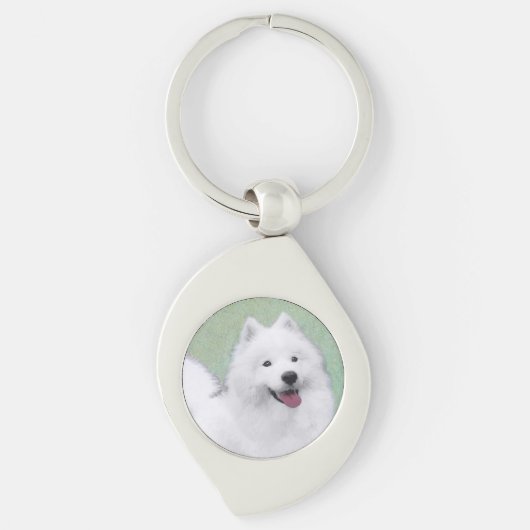 Samoyed Painting - Cute Original Dog Art Sleutelhanger (Voorkant)