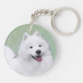 Samoyed Painting - Cute Original Dog Art Sleutelhanger (Achterkant)