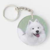 Samoyed Painting - Cute Original Dog Art Sleutelhanger (Voorkant)