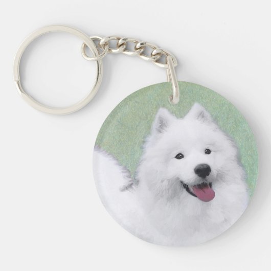 Samoyed Painting - Cute Original Dog Art Sleutelhanger (Voorkant)
