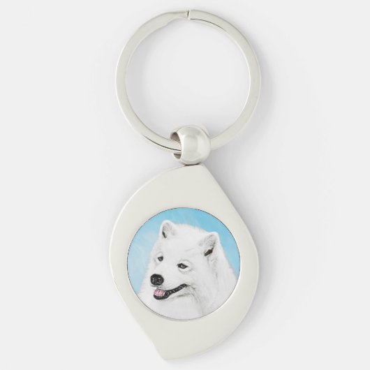 Samoyed Painting - Cute Original Dog Art Sleutelhanger (Voorkant)