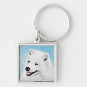 Samoyed Painting - Cute Original Dog Art Sleutelhanger
