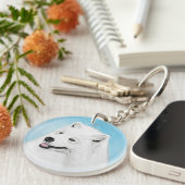 Samoyed Painting - Cute Original Dog Art Sleutelhanger (Voorkant Rechts)