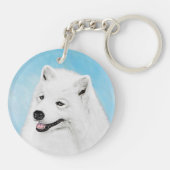 Samoyed Painting - Cute Original Dog Art Sleutelhanger (Achterkant)