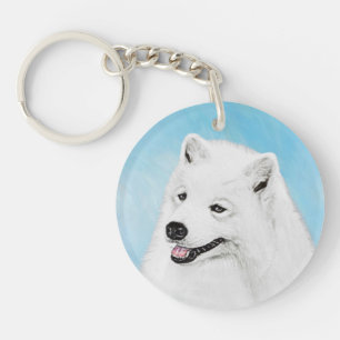 Samoyed Painting - Cute Original Dog Art Sleutelhanger