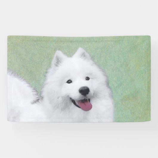 Samoyed Painting - Cute Original Dog Art Spandoek (Horizontaal)