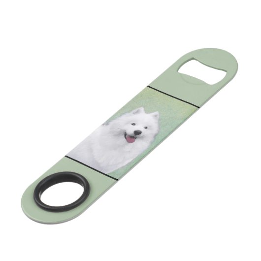 Samoyed Painting - Cute Original Dog Art Speed Flessenopener (Voorkant Gekanteld)