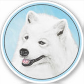 Samoyed Painting - Cute Original Dog Art Sticker (Voorkant)