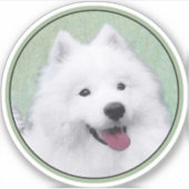 Samoyed Painting - Cute Original Dog Art Sticker (Voorkant)