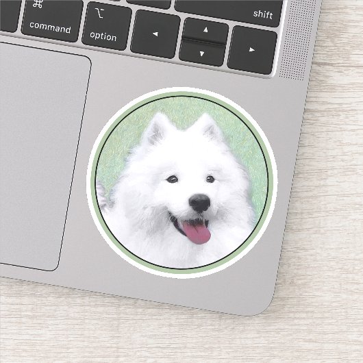 Samoyed Painting - Cute Original Dog Art Sticker (Detail)