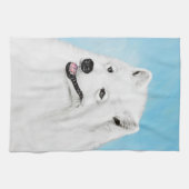 Samoyed Painting - Cute Original Dog Art Theedoek (Horizontaal)