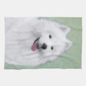 Samoyed Painting - Cute Original Dog Art Theedoek (Horizontaal)