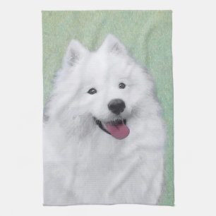 Samoyed Painting - Cute Original Dog Art Theedoek