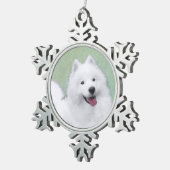Samoyed Painting - Cute Original Dog Art Tin Sneeuwvlok Ornament (Rechts)