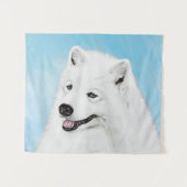 Samoyed Painting - Cute Original Dog Art Wandkleed (Voorkant (horizontaal))