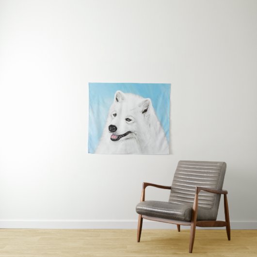 Samoyed Painting - Cute Original Dog Art Wandkleed (In Situ (horizontaal))