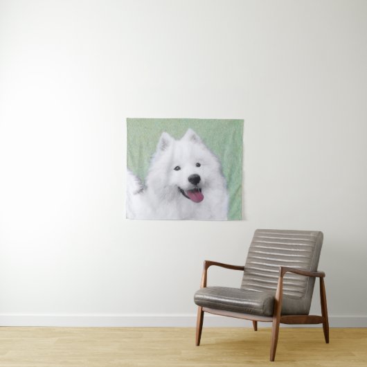 Samoyed Painting - Cute Original Dog Art Wandkleed (In Situ (horizontaal))