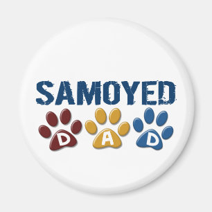 SAMOYED Papa Paw Print 1 Magneet