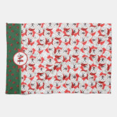 Samoyed Patroon Monogram Kerst Hond Theedoek (Horizontaal)